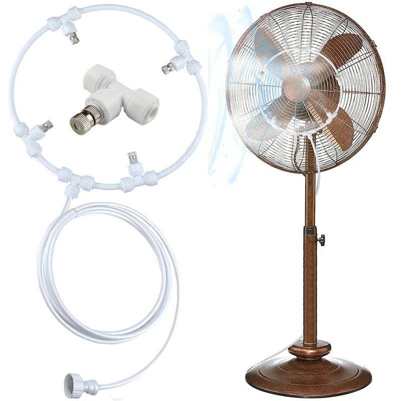 Garden Spray Portable Mist fan ring 4 spray nozzles water mist fog sprayer cooling system 3M tube  Outdoor Patio cooling