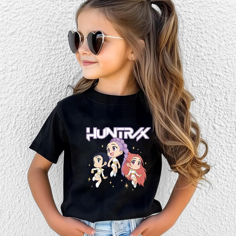 KPop Demon Hunters Cosplay Costume Huntrix Saja Boy T-shirt Summer Short for Children Girl Boy Cartoon Printed Casual Loose Tops #2