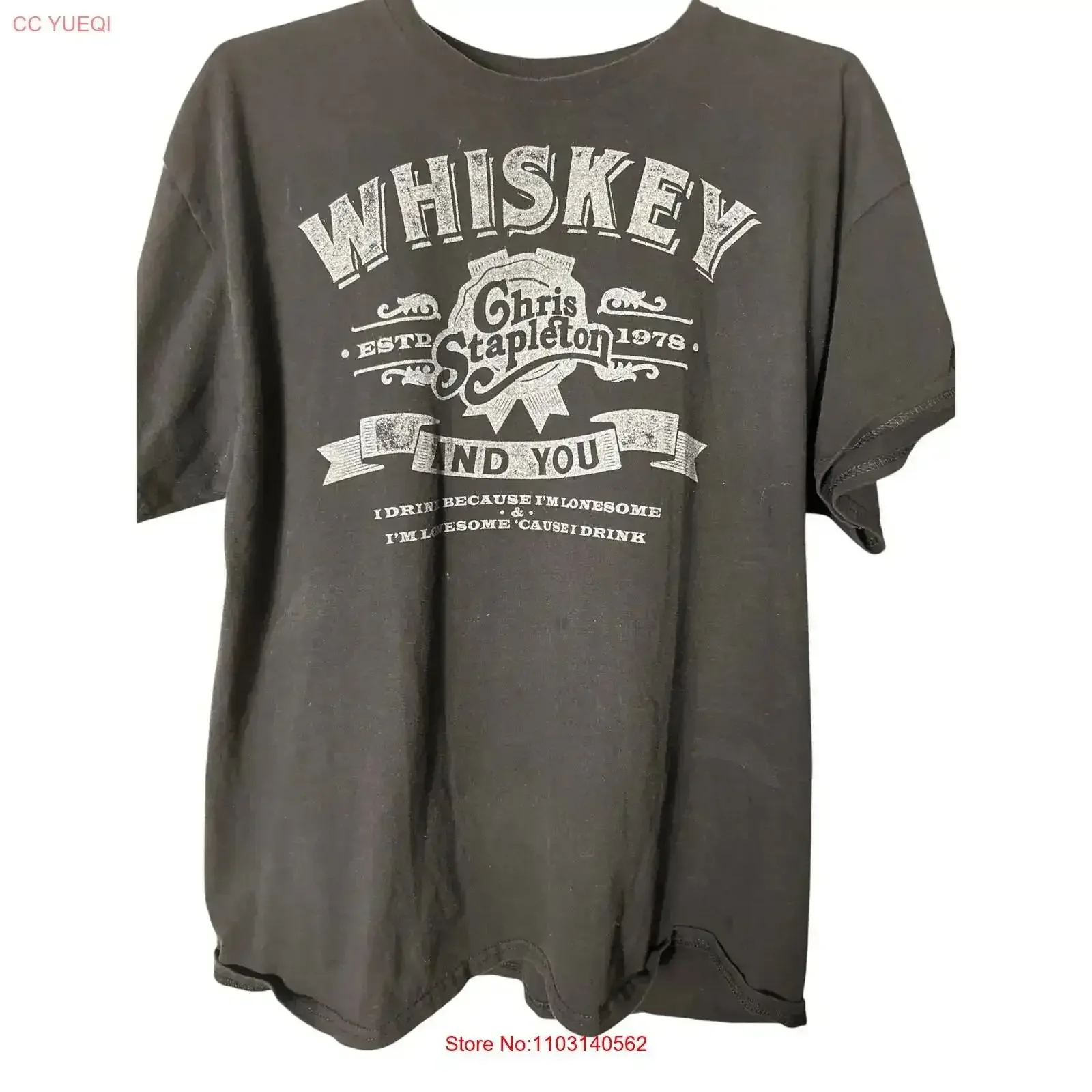 Chris Stapleton Whiskey and You Established 1978 Official T Shirt Black XL vintage Washed Soft designer clothes fashion homme