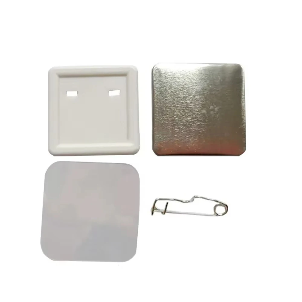 50 * 50MM Metal Pin Badge Making Supplies 100Pcs /set Square Badges Back Button Parts for Button Maker Machine DIY Badges Gifts