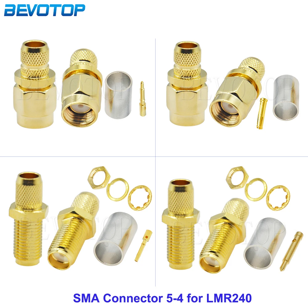 

10Pcs/Lot SMA Type Crimp Connector SMA Male/Female/RP SMA Male/Female RF Coaxial Adapter for LMR240 4D-FB RG59 RG8X Coax Cable