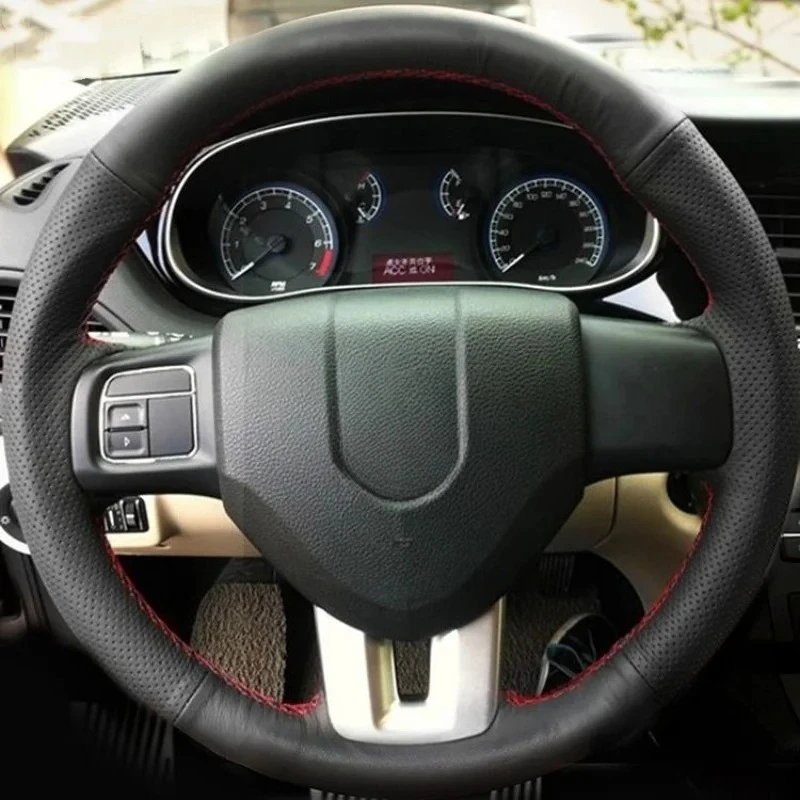 Funda de Volante Personalizada para Auto, Tejida a Mano, de Cuero Antideslizante, para Fiat 500, Viaggio, Dodge Journey, Accesorios Interiores para Auto