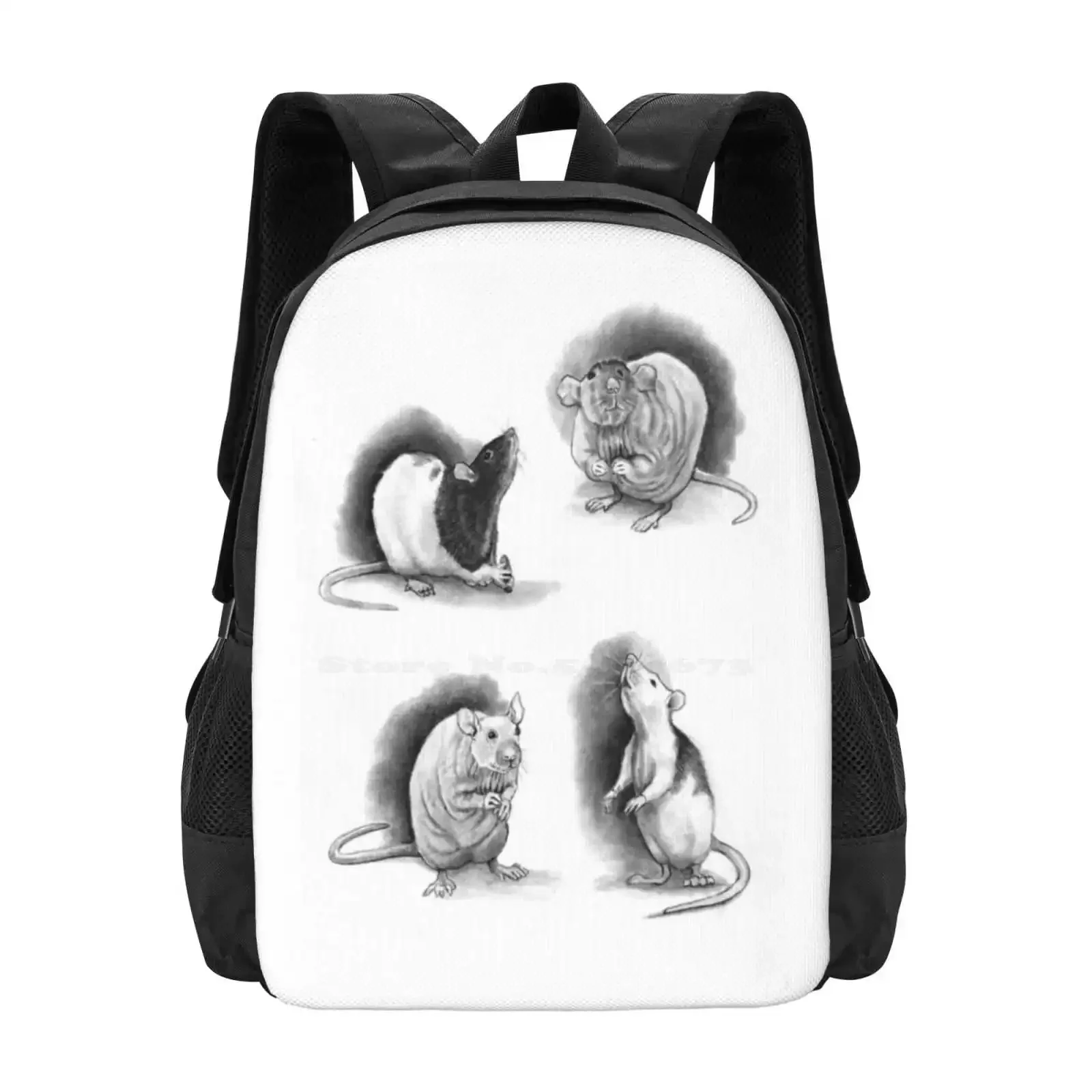 

Rats, Group Of Four Rats, Pencil Drawing, Rodents, Animals Hot Sale Schoolbag Backpack Fashion Bags Rodents Animals Pencil