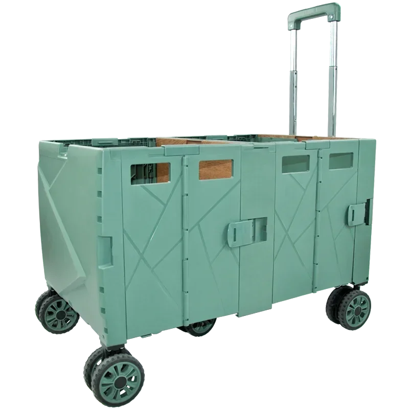 New 150kgs Heavy Duty Portable Collapsible Supermarket Shopping Truck Light Plastic Folding Hand Trolley Carts LY140