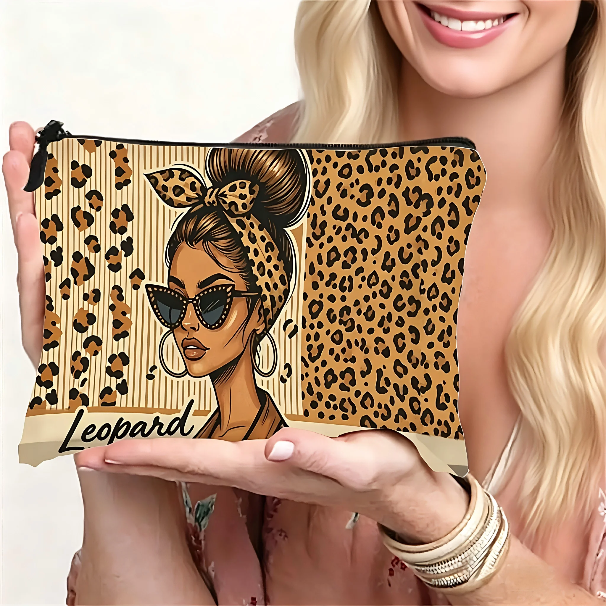 A fashionable lady pattern cosmetic bag-cute multifunctional zipper handbag, jewelry storage bag - view 5