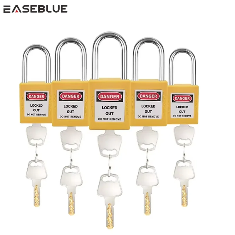5PCS/lot ABS Plastic Security Padlock with Signs Steel Shackle Safety Padlock Red Yellow Green Black Blue