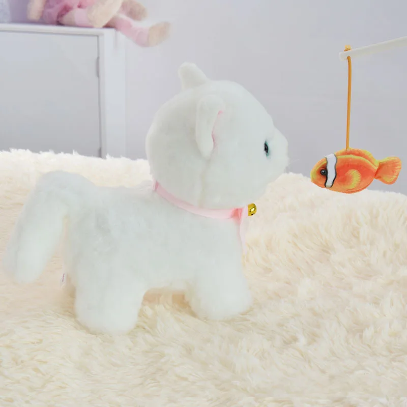 Robot Cat Sing Songs Interactive Cat Electronic Plush Kitty Pet Walk Miaow Magnet Controled Kitten USB Charge Music Animal Toys