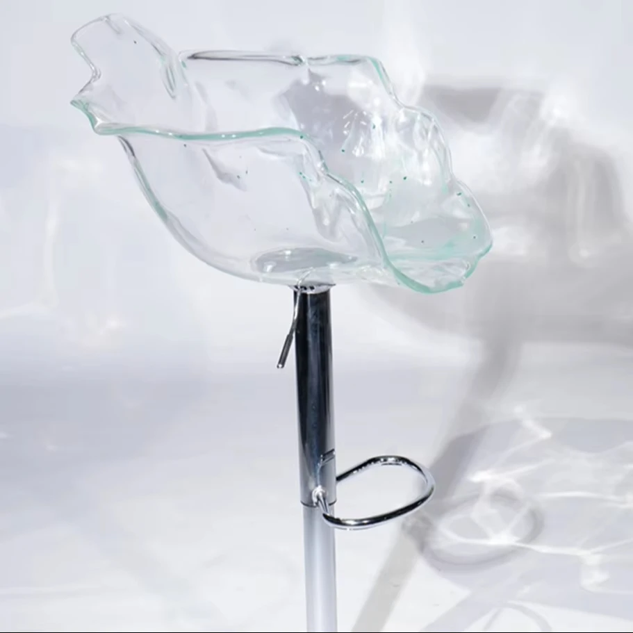 Adjustable Height Crystal Resin Cafe Dining Chairs Transparent Petal Chair clear Acrylic High bar Chair Stool