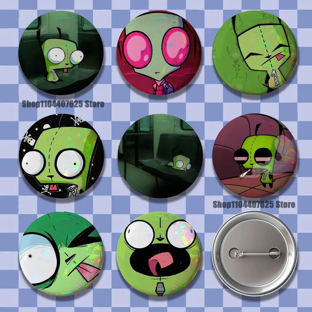 

I-Invader Zim Gir Badges Button Round Creative Pin Brooch Badge Bag Decor Accessories Fans Collect Friends Gifts