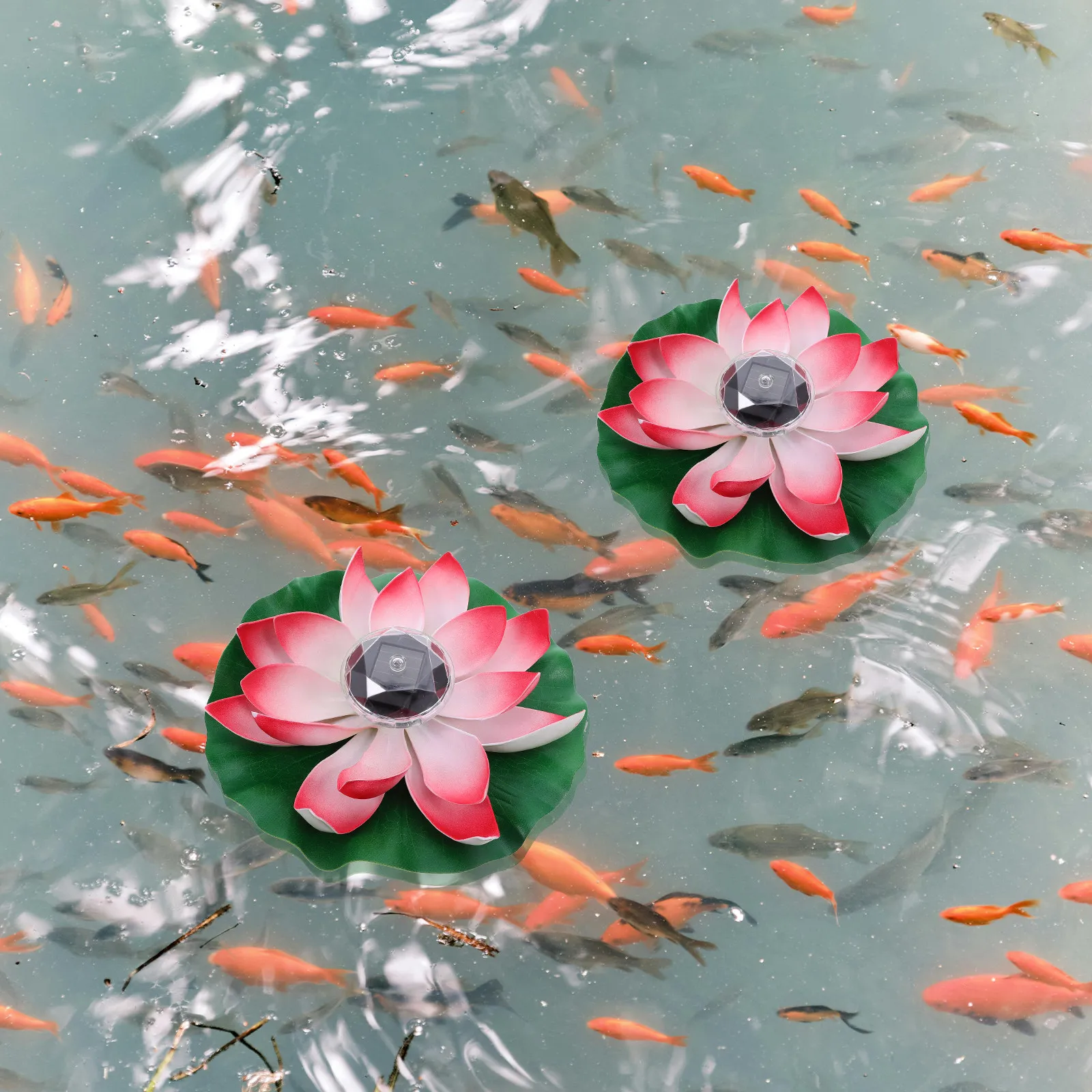 Full Solar Powered Lotus Lamp Floating on Water Waterproof Lightweight Pond Decoration Light Outdoor Flower Solar Decorative