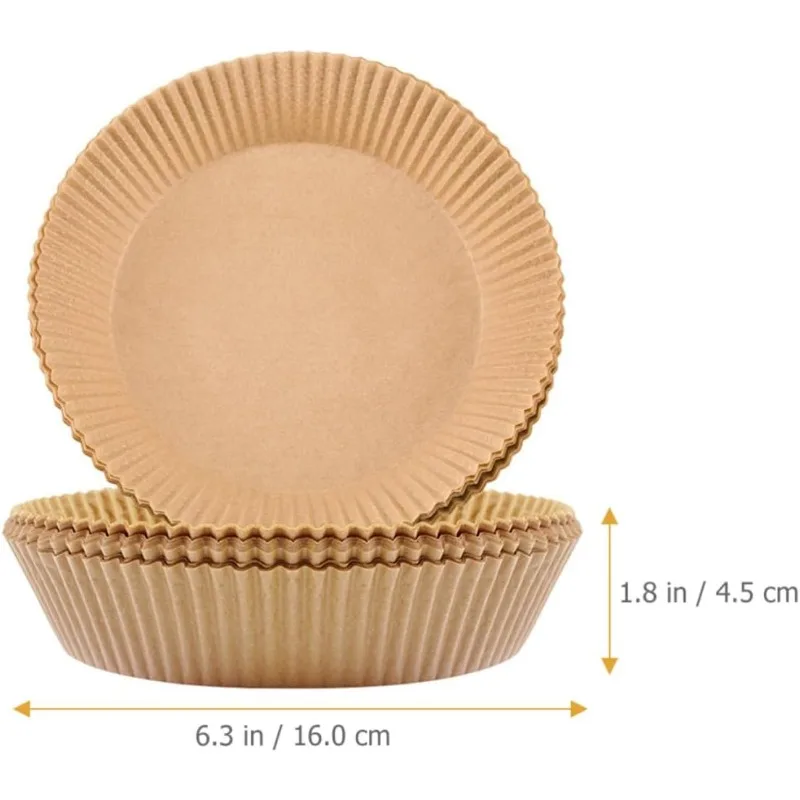 20pcs  Air Fryer Disposable Paper Liner round Brown Paper  16cm  Non-Stick Mat Steamer Round Baking Kitchen AirFryer