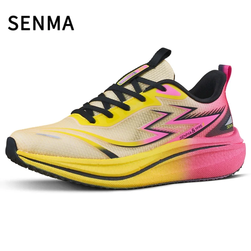

SENMA Men's Running Shoes High Elastic Shock Absorption Casual Shoes Lightweight Couple's Running Shoes Mesh Black Sports Shoes