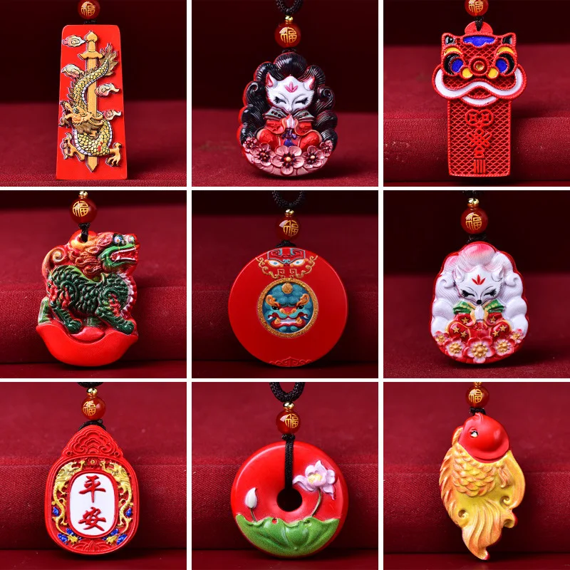 Ore Zodiac Nine Tail Pendant Thangka Painted Guardian Men and Women's Pendants Koi Xingshi Lotus