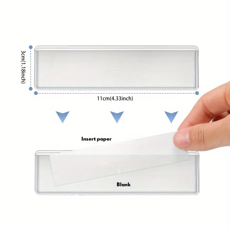 12Pcs Transparent Self‑Adhesive Shelf Label Holders, Sticky Tag Pockets for Bookshelf Storage & Organization