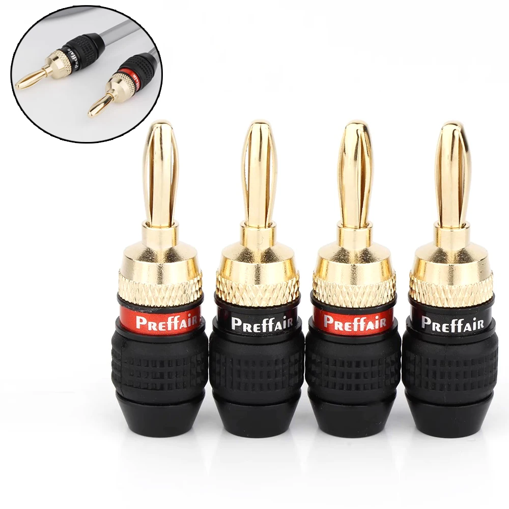

Preffair 6mm Banana Plugs 24K Gold Plated Audio Speakers Audiophile Speaker Banana Plugs Connectors Jack