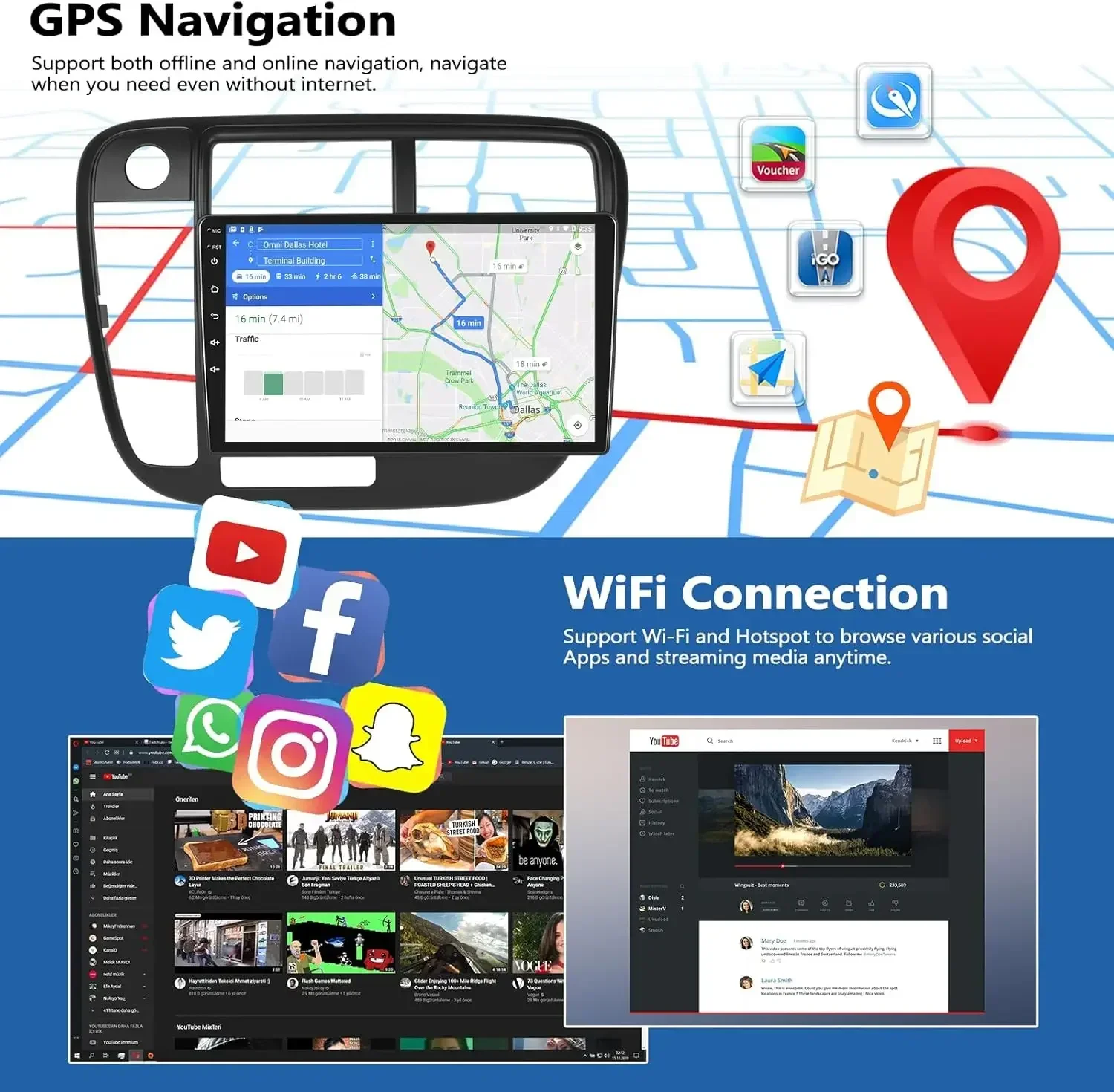 لـ 1996-2001 Honda Civic Android13 نظام ملاحة داخل السيارة 9in مدمج مع CarPlay + Android Auto/2 + 32GB/AHD كاميرا/ميكروفون #6