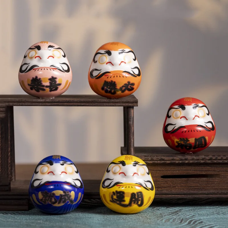 Japanese Ceramic Mini Fridge Magnets Refrigerator Decoration Daruma Figurine Fortune Home Office Locker Refrigerator Decoration
