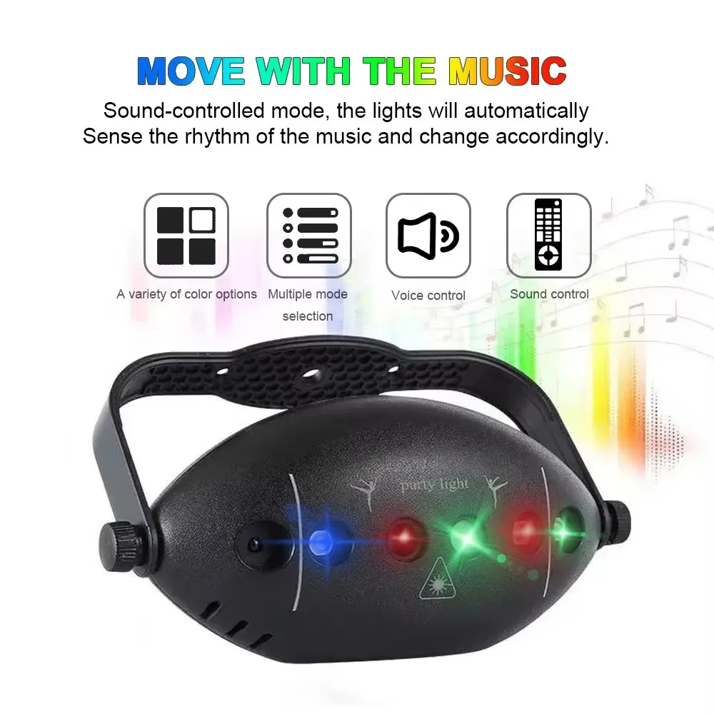 2024 New RGB LED Stage Disco Lights Rotating DJ Ball Strobe Remote Control Sound Magic Dance Car Christmas Gift Party Club Lamps