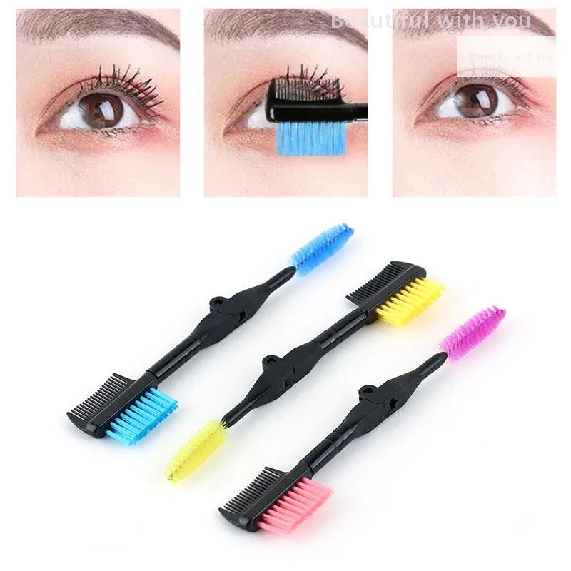 1 Uds herramienta de maquillaje de ojos profesional accesorios cosméticos peine de cejas plegable de doble cabeza peine cepillo de cejas multiusos