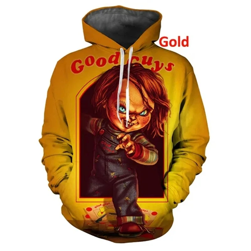 Bride of Chucky Movie 3D Graphic Hoodies Unisex Long Sleeve Casual 3D Printed Sweatshirt Hooded Sweatshirts for Men Women Tops