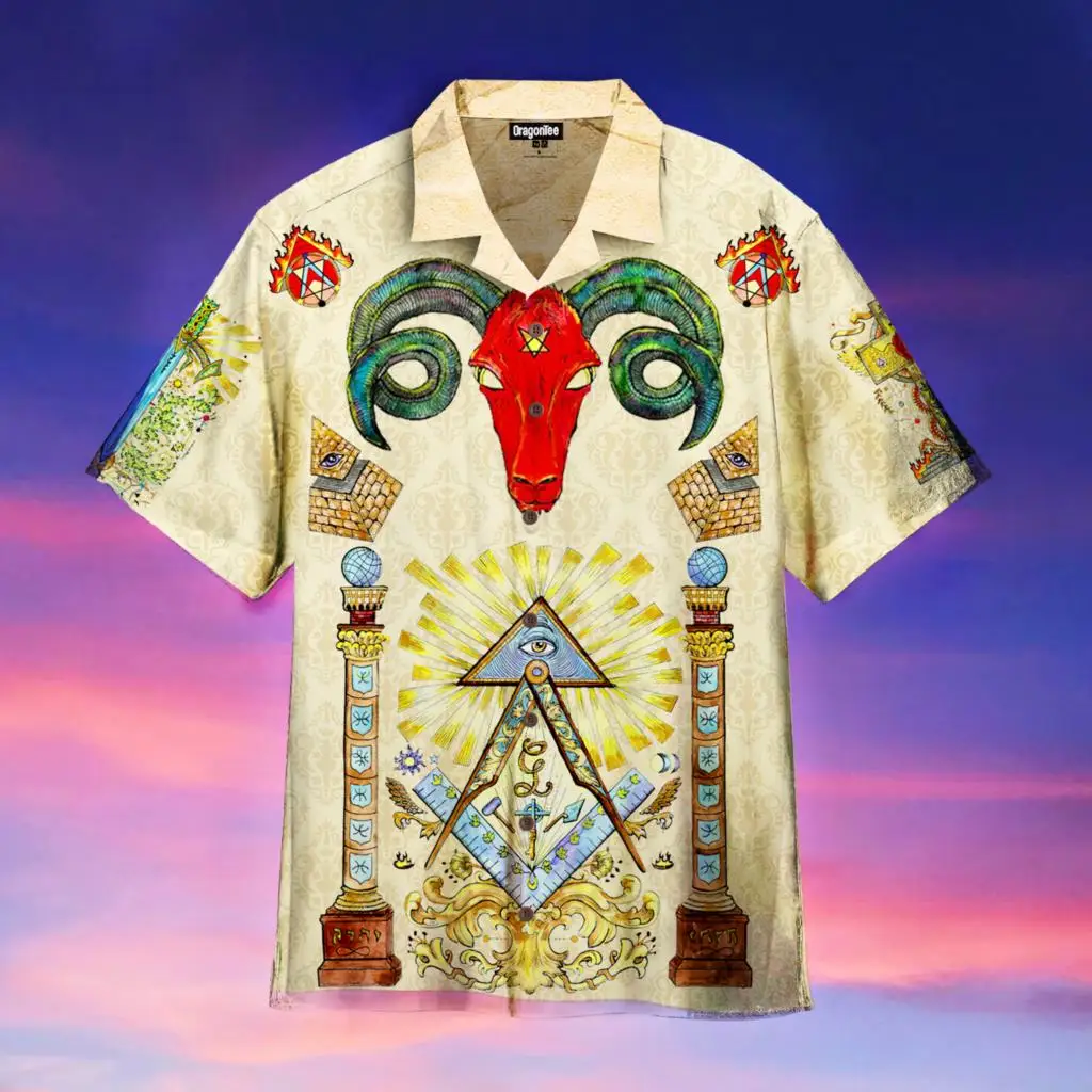 

New Cuban Shirt Cool Egyptian Pharaoh Hawaiian Beach Tops Short Sleeve Aloha Oversized for Men And Women