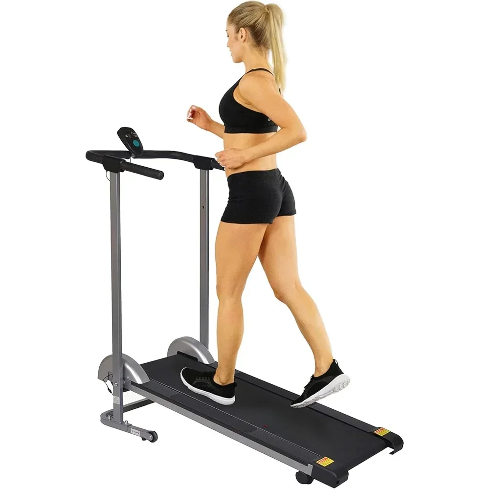 Foldable Treadmill,Durable Non-Electric Incline Exercise, Walking Tread Pad, Non-Slip Handlebars with Digital Monitor