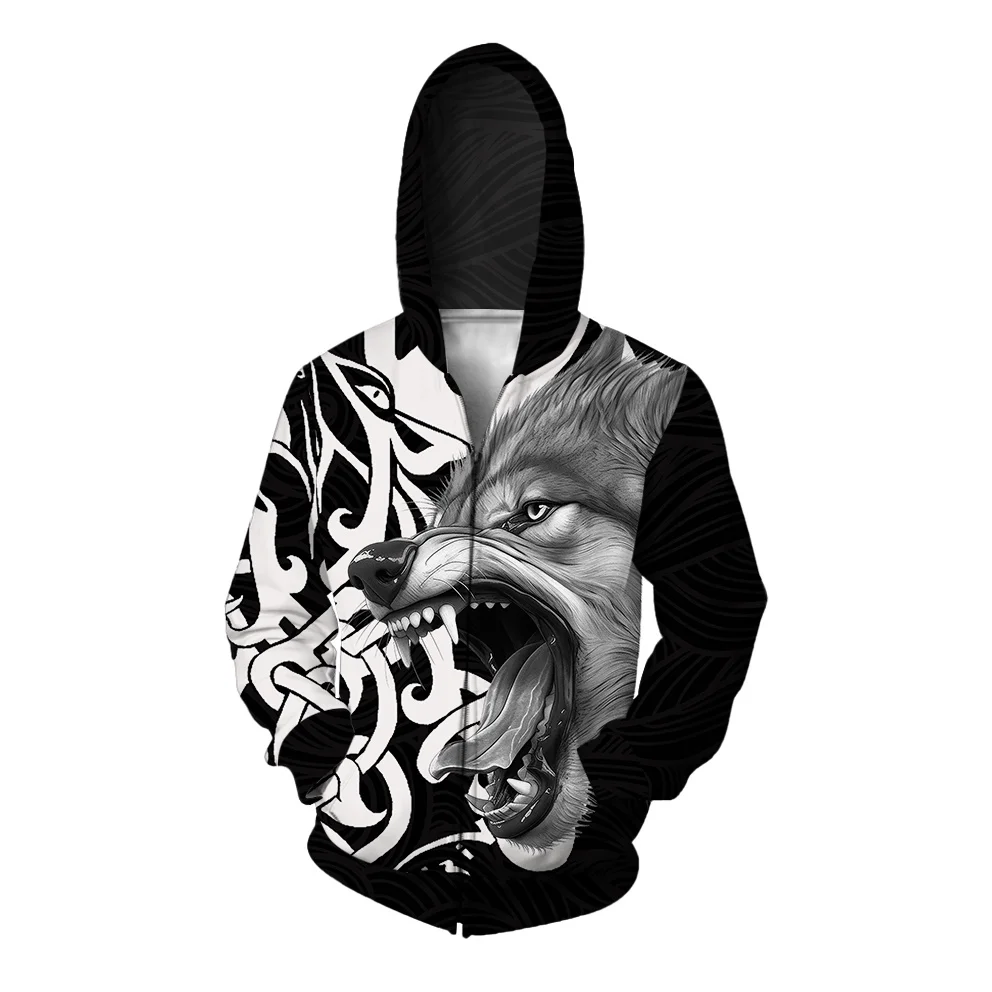 

Domineering Wolf Print Sweatshirt New in Sweatshirts Fashion Men's Clothing Casual and Versatile Hooded Sweatshirt Man Hoodies &