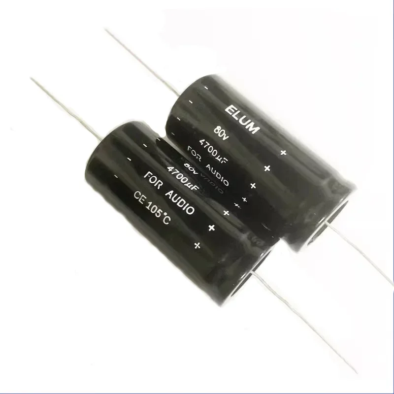 2PCS ELUM filter capacitor horizontal axial polarized electrolytic capacitor 80v 4700uf 25X43mm