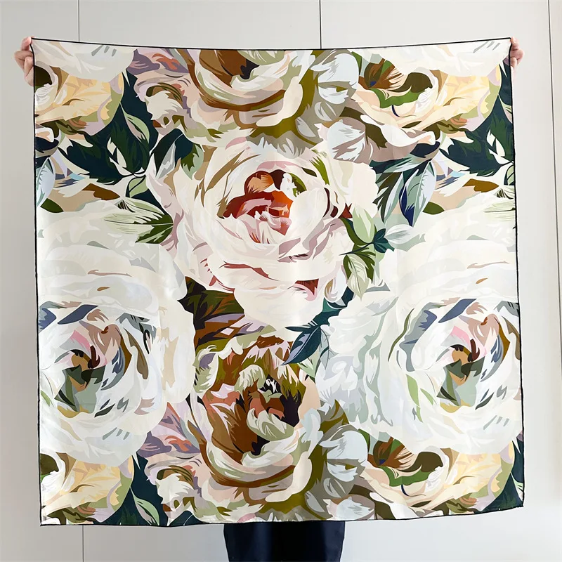 

Mulberry Scarf 110cm Bag Bandanas Hand Rolled Scarfs Luxury Designer Big Shawls Women Decoration 110cm