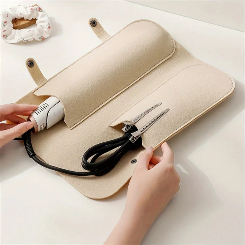 

Portable Curling Iron Storage Bag Hair Styling Tool Organizer Felt Hair Straightener Storage Bag Curling Iron Insulation Mat