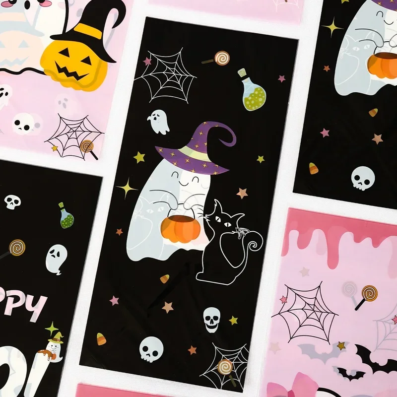 25/50/100 Stück Halloween-Süßigkeitenbeutel, Rosa-Schwarze Little Boo Geschenktüten für Happy Boo Day Halloween-Party-Gastgeschenke – Detail 6