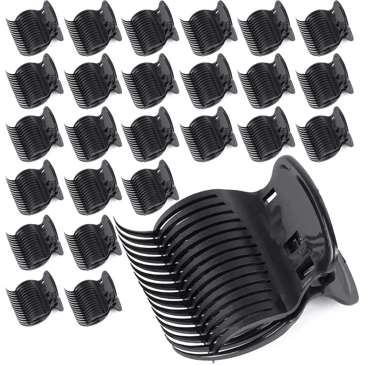 

24 Hot Roller Clips for Hair Curling, Claw Clips Replacement, Hair Section Styling Tools for Women, Black
