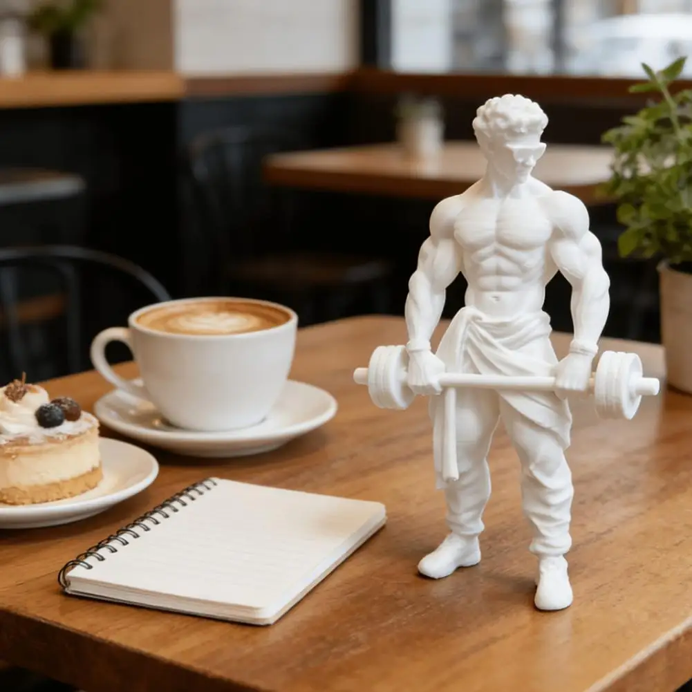 Bodybuilding Desk Decor 3d Printed Muscle Man Ornament Fitness-themed Bodybuilder Sculpture Weightlifting Statue for Gym Office
