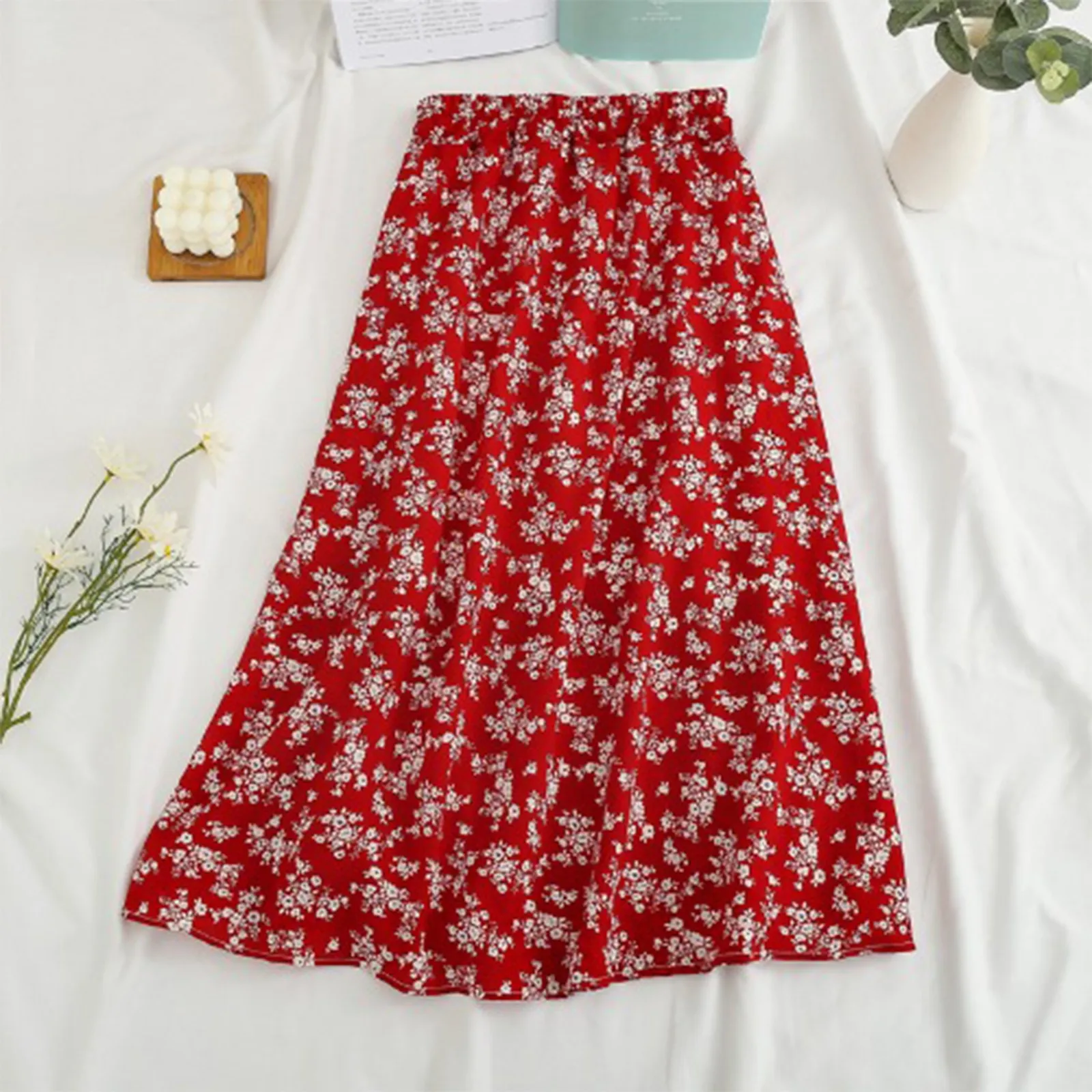 Women\'s Skirt Fashion Boho Vintage Floral Print Spring And Summer Casual Retro Temperament Skirt High Waist A Line Maxi Skirts