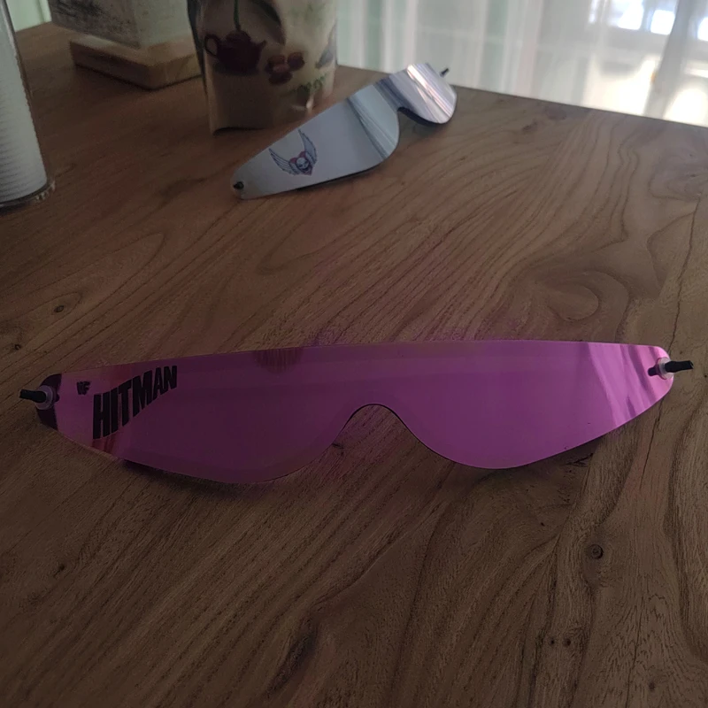 New Hitman Bret Hart Licensed Silver Hart Wrap Around Shades pink Sunglasses