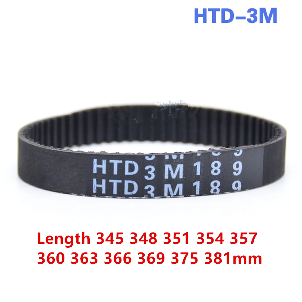 HTD3M Synchronous Belt  HTD-3M Rubber Closed Loop Timing Belt Width 10 15mm Length 345 348 351 354 357 360 363 366 369 375 381mm