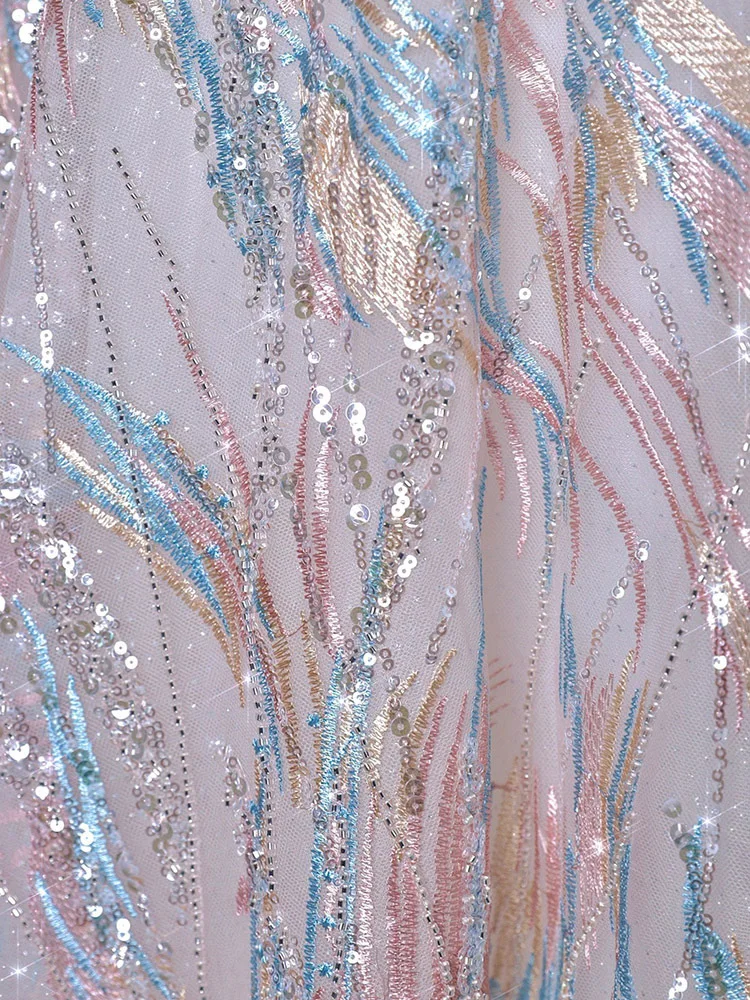 French Halter Evening Dress Sexy Hollow V-neck Formal Banquet Dresses Luxury Tail Beaded Tassel Embroidery Cocktail Party Gown