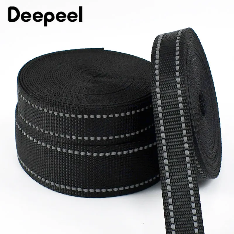 

5/10Meters 20-38mm Nylon Reflective Tubular Webbing Tape Backpack Strap Pet Rope Clothes Decor Band Belt DIY Sewing Accessories