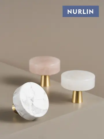 Nurlin Brass Marble Crystal Jade Cabinets Wardrobe Door Drawers White Pink Natural Stone Knobs