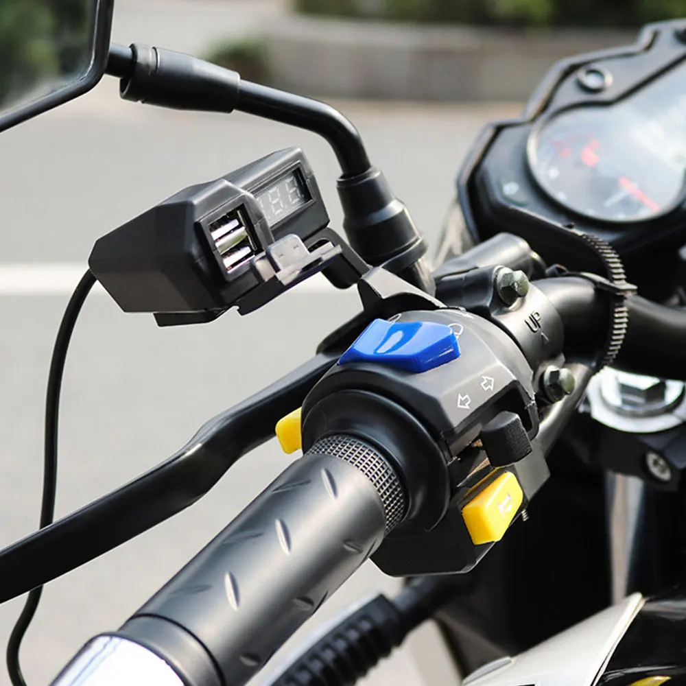 

USB Port Waterproof Motorbike Motorcycle Handlebar Phone Mobile Charger Adapter Motorcycle Phone Charger Kit Handlebar Socket
