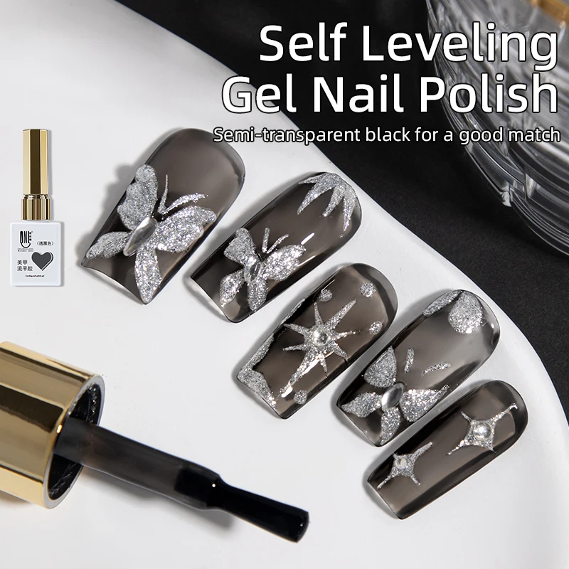 RS Nail 9ml Self Leveling Gel Nail Polish Transparent Black Traceless Leveling Gel Semi Permanent Nail Art Soak Off LED UV Gel - Image 2