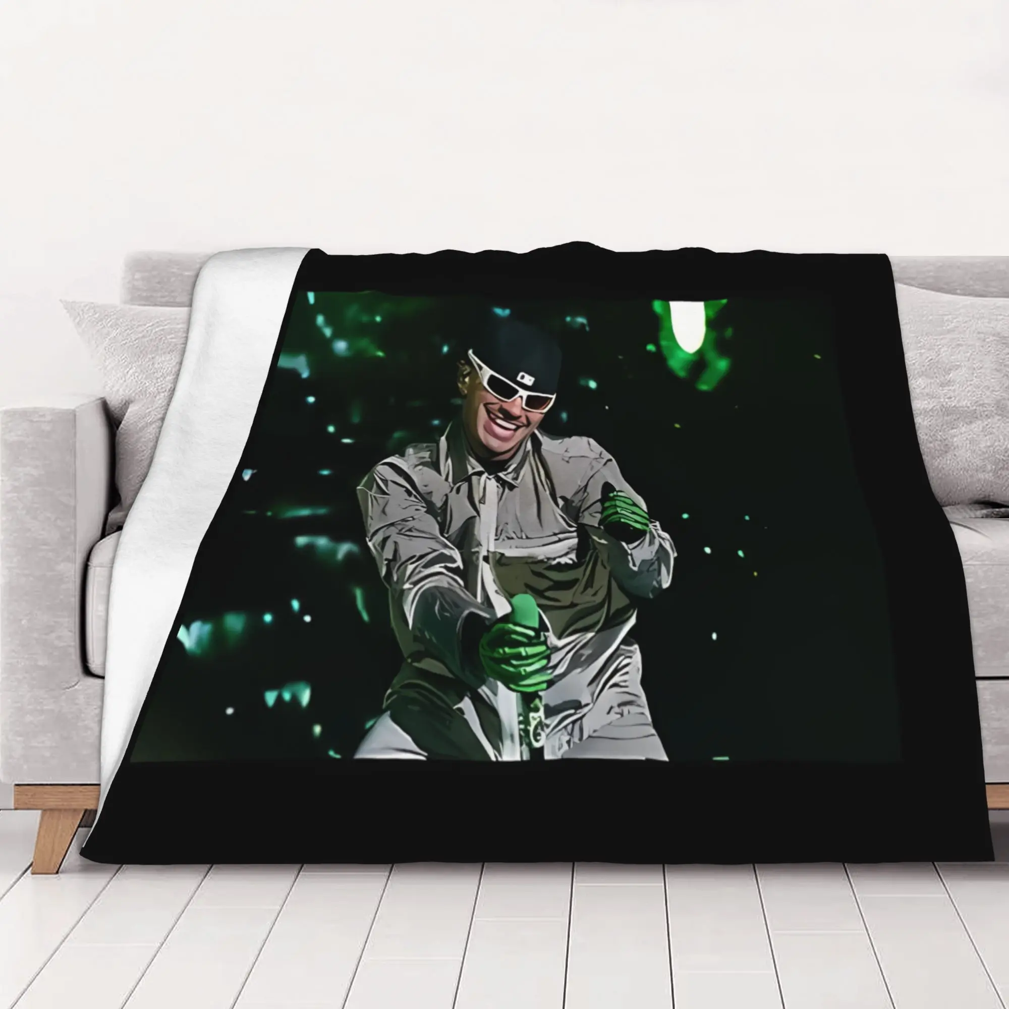 1PC home Cutecore Feid Neon Green Concert Aesthetic Urban Music Feid Blanket Super Cosy Plush Home Living Room Sofa halloween