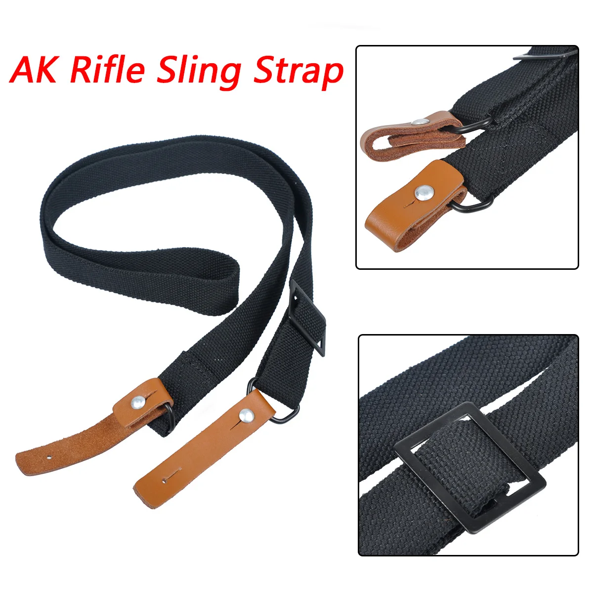 Hunting Gun Sling Adjustable Leather Two Point Rifle Gun Airsoft Sling Mount Swivel Strap AK Rifle Strap Outdoor Survival Belt