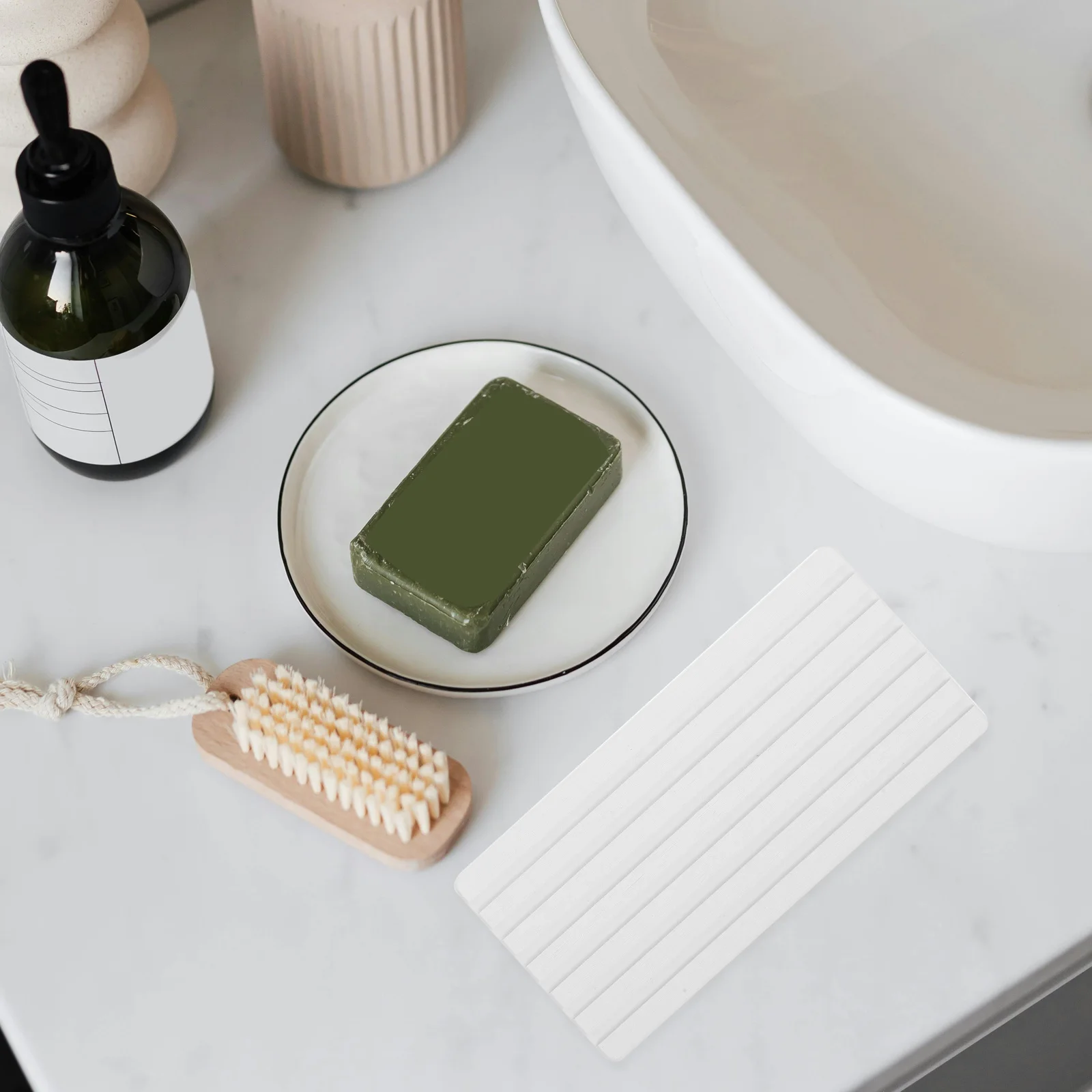 

2 Pcs Stone Bathroom Vanity Tray Tray Water Absorbing Drying Mats for Kitchen Bathroom Sink Countertop Vanity Coasters