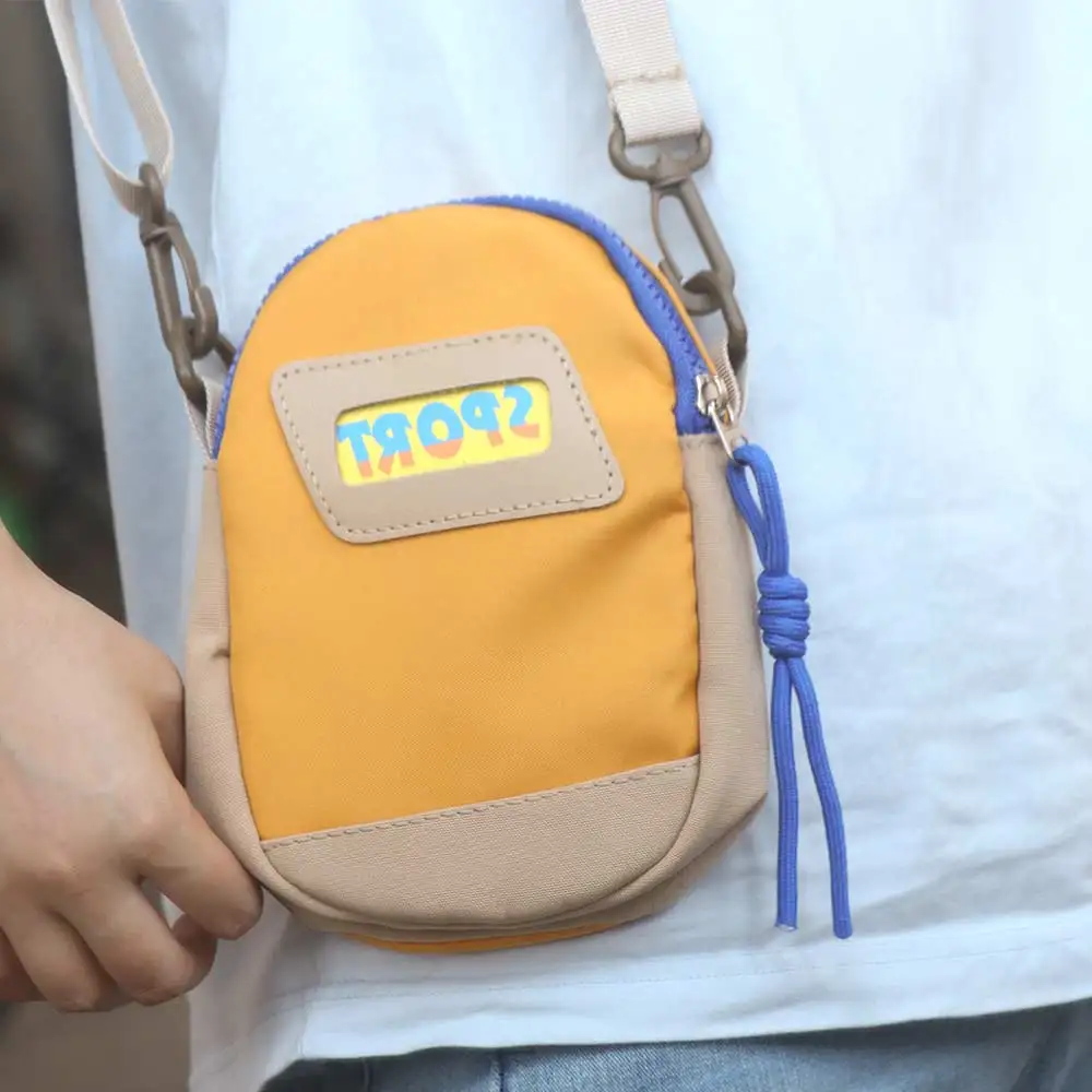 

Casual Canvas Crossbody Bag Sports Style Adjustable Strap Small Square Bag Large Capacity Single Shoulder Mobile Phone Pouch