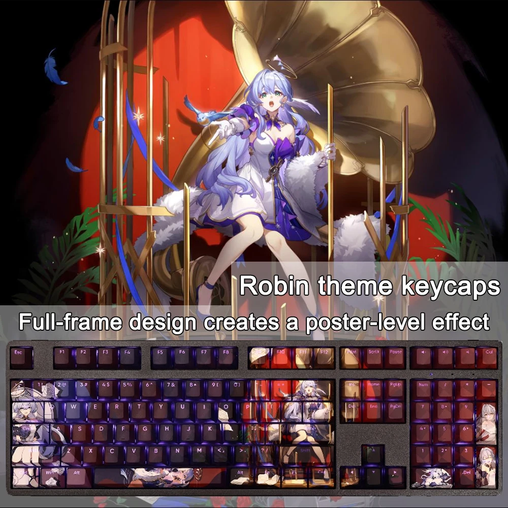 

Honkai: Star Rail Robin Keycaps Anime Game Girl Keycap Cherry Profile for MX Switch Mechanical Keyboard DIY Custom Universal Cap