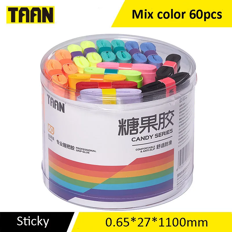 

60PCS TAAN Candy Color Sticky Overgrip Badminton Tennis Racket Fishing Rod Winding Sweatband High Elastic Non-slip Durable