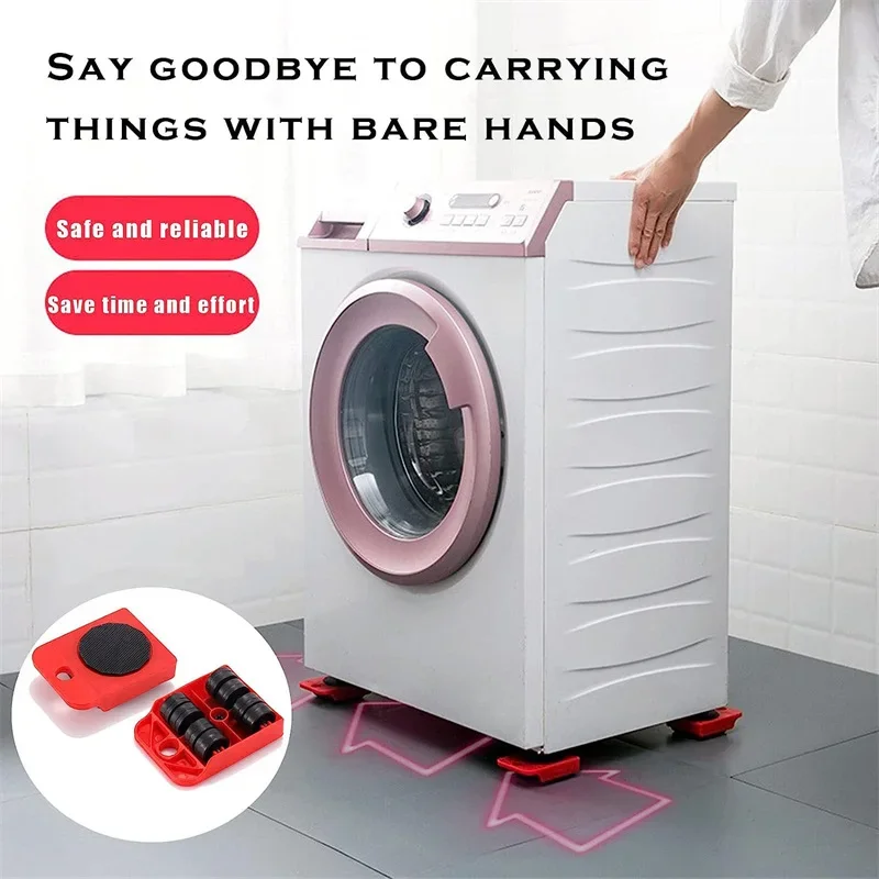 Set Of 5, Furniture Lifter, 3.9"x3.07" Furniture Slides Kit, Furniture Move Roller Tools, 360 Degree Rotatable Pads