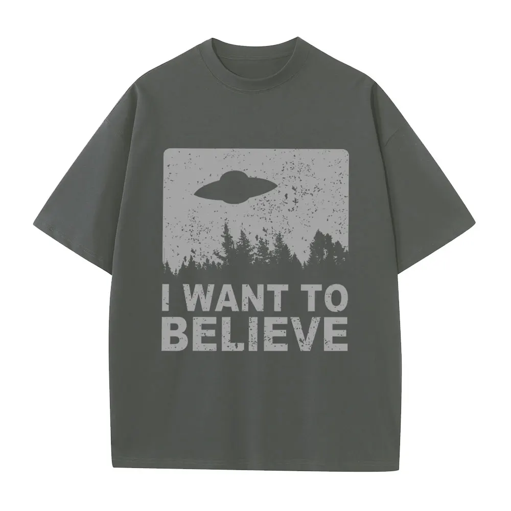 The X Files I Want To Believe Graphic T-shirt Men Women Casual 100% Cotton Short Sleeve T Shirt Male Vintage Oversized T-shirts