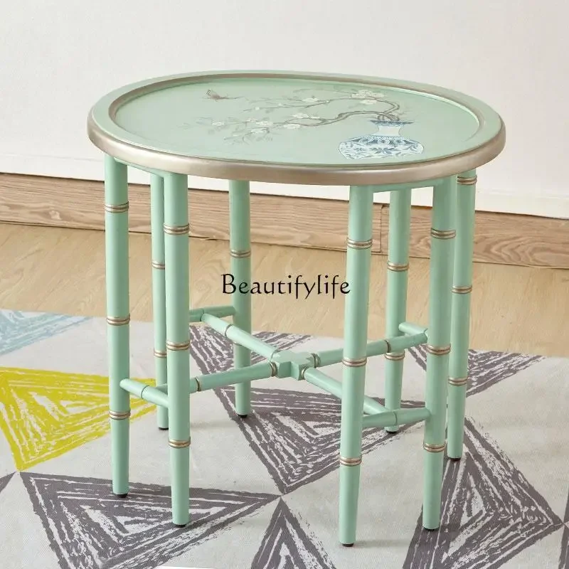 A country solid wood corner few painted retro furniture small round table retro